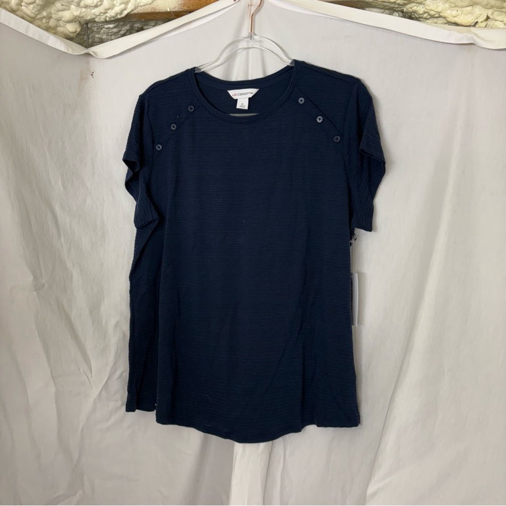 Liz Claiborne navy blue short sleeve top Size XL